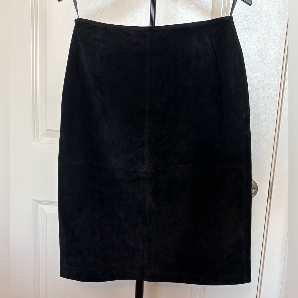 Vintage Y2K 100% Leather Suede Skirt Sonoma Jean Company Size 4 - Picture 2 of 3